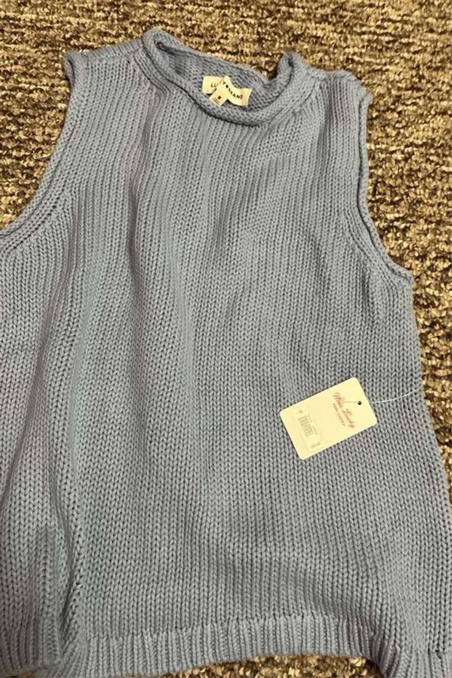 NWT women’s medium sweater vest lucky brand blue cotton